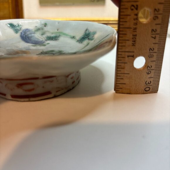 Antique Chinese Footed Dish w/ Flowers Bird Unmarked Sold As Is About 4.5” Width - Picture 15 of 15